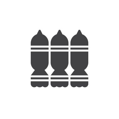 Bomba simge vektör, düz işareti, üzerinde beyaz izole katı piktogram dolu. Sembol, logo illüstrasyon.