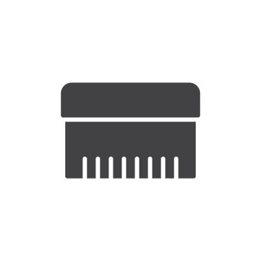 Fırça simge vektör yıkama, düz işareti, üzerinde beyaz izole katı piktogram dolu. Sembol, logo illüstrasyon.