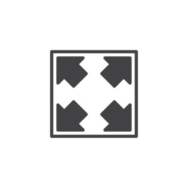 Düğme simge vektör, dolu düz işareti, üzerinde beyaz izole katı piktogram yeniden boyutlandırın. Sembol, logo illüstrasyon.