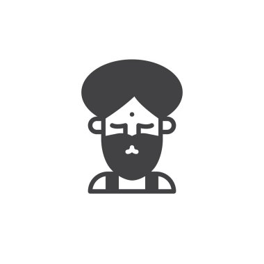 Fakir Sirk oyuncusu simge vektör, düz işareti, üzerinde beyaz izole katı piktogram dolu. Sembol, logo illüstrasyon.