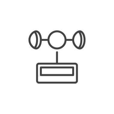 Rüzgar ölçer satırı simgesi, Anahat vektör işareti üzerinde beyaz izole doğrusal stil piktogram. Sembol, logo illüstrasyon. Düzenlenebilir kontur