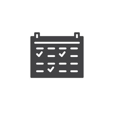 Takvim simge vektör, dolu düz işareti, üzerinde beyaz izole katı piktogram. Sembol, logo illüstrasyon.