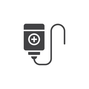 Kan nakli simge vektör, düz işareti, üzerinde beyaz izole katı piktogram dolu. Sembol, logo illüstrasyon.