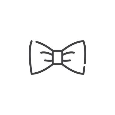 Bow tie satırı simgesi, vektör işareti, anahat üzerinde beyaz izole doğrusal stil piktogram. Sembol, logo illüstrasyon. Düzenlenebilir kontur