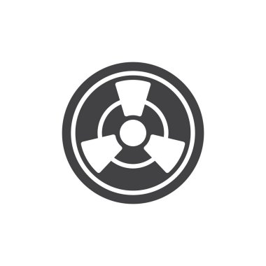 Toksik simge vektör, düz işareti, üzerinde beyaz izole katı piktogram dolu. Radyoaktif tehlike sembolü, logo illüstrasyon.