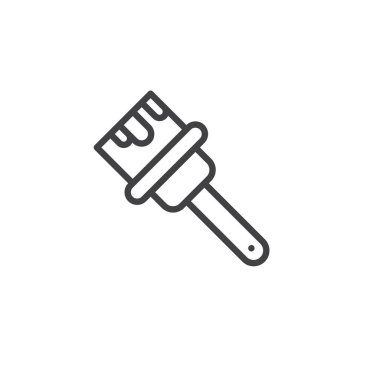 Boya fırça satırı simgesi, vektör işareti, anahat üzerinde beyaz izole doğrusal stil piktogram. Sembol, logo illüstrasyon. Düzenlenebilir kontur