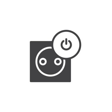 Soket kapalı simge vektör, dolu düz işareti, üzerinde beyaz izole katı piktogram. Sembol, logo illüstrasyon.