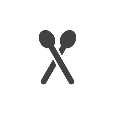 Çay kaşık simge vektör, düz işareti, üzerinde beyaz izole katı piktogram dolu. Sembol, logo illüstrasyon.