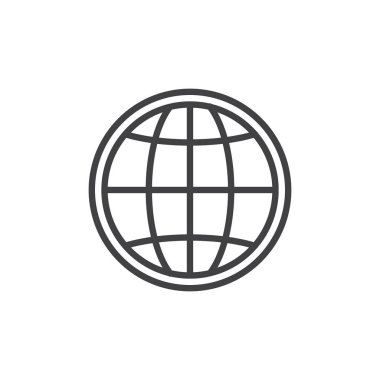 Tarayıcı satır simge, Anahat vektör işareti üzerinde beyaz izole doğrusal stil piktogram. Sembol, logo illüstrasyon. Düzenlenebilir kontur