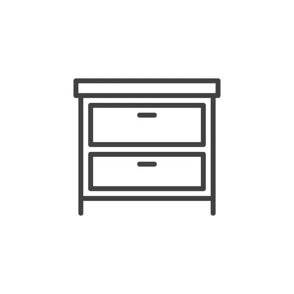 Pecho Cajones Icono Línea Muebles Del Hogar Signo Vectorial Contorno — Archivo Imágenes Vectoriales