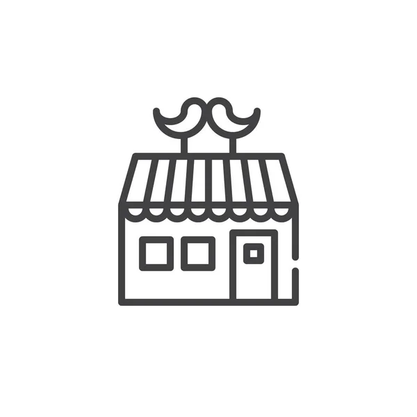 Berber Dükkanı Satırı Simgesi Vektör Işareti Anahat Üzerinde Beyaz Izole — Stok Vektör