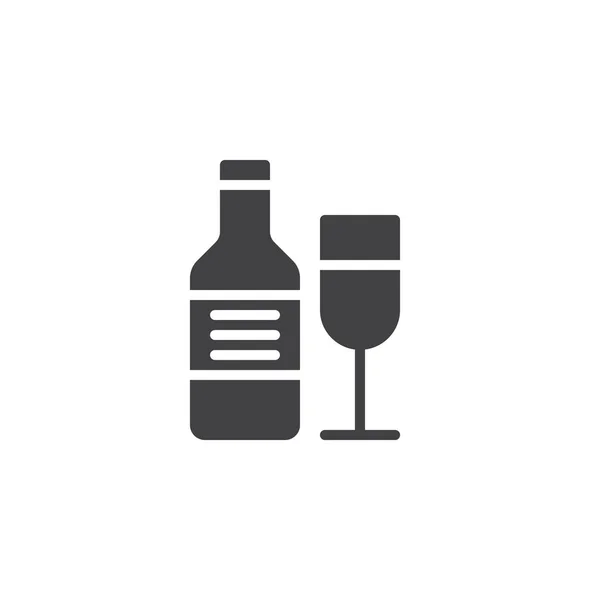 Botella Vino Vector Icono Copa Vino Signo Plano Lleno Pictograma — Archivo Imágenes Vectoriales