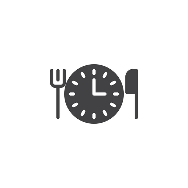 Clock Fork Knife Icon Vector Filled Flat Sign Solid Pictogram — Stock Vector