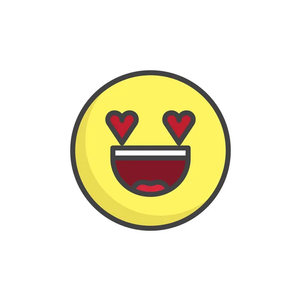 Heart Eyes Face Emoticon Filled Outline Icon Line Vector Sign — Stock Vector