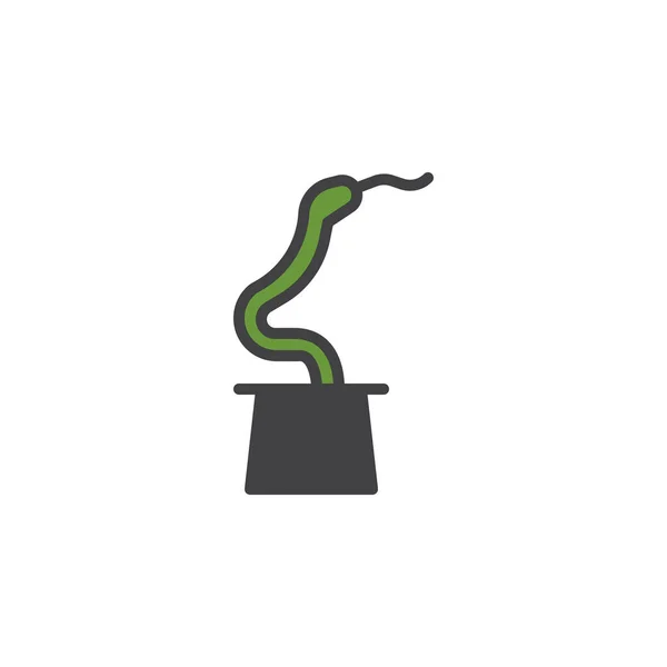 Truco Magia Con Una Serpiente Icono Contorno Lleno Sombrero Signo — Archivo Imágenes Vectoriales