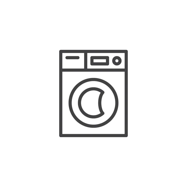 Ikon Mesin Cuci Tanda Vektor Garis Luar Piktogram Gaya Linier - Stok Vektor