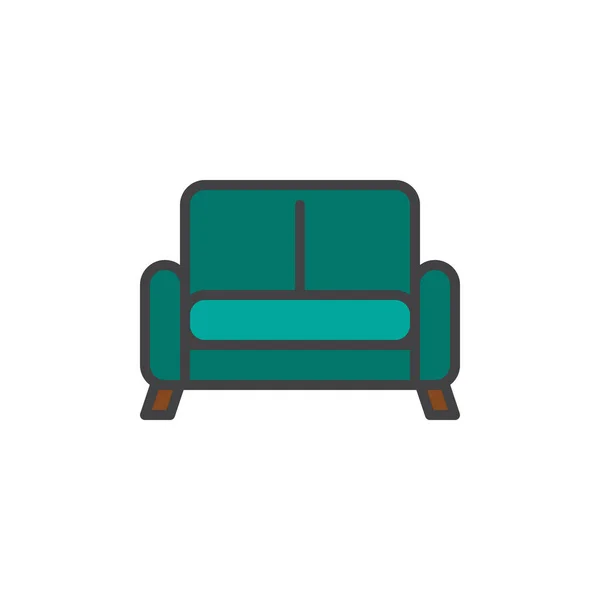 Sofá Muebles Del Hogar Llenado Icono Del Contorno Signo Vector — Vector de stock