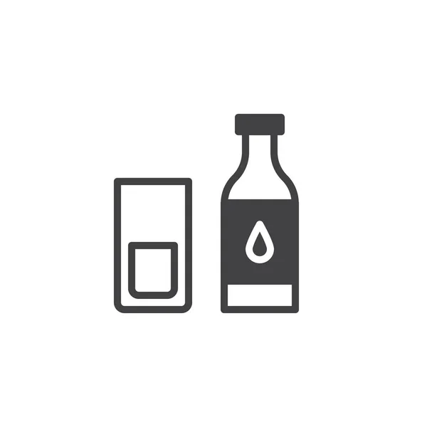 Γάλα Μπουκάλι Και Ποτήρι Εικονίδιο Διάνυσμα Γεμάτο Σημάδι Επίπεδη Σταθερή — Διανυσματικό Αρχείο
