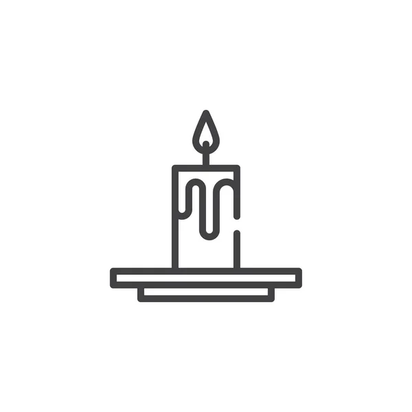 Kerzenlinien Symbol Umrissvektorzeichen Lineares Piktogramm Auf Weiß Isoliert Symbol Logoabbildung — Stockvektor