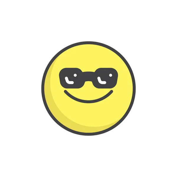Cara Sonriente Con Gafas Sol Emoticono Llenado Icono Del Contorno — Vector de stock