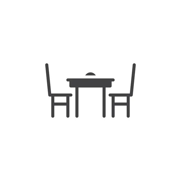 Eettafel Met Stoelen Pictogram Vector Vol Platte Teken Solide Pictogram — Stockvector