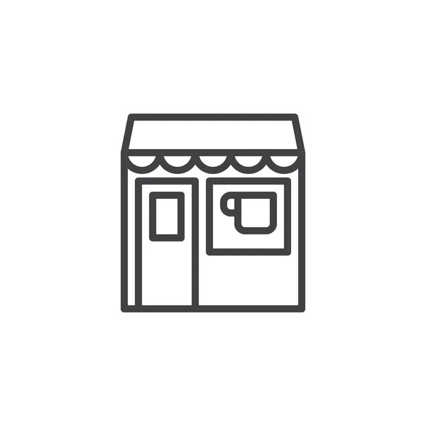 Kahve Dükkanı Satırı Simgesi Anahat Vektör Işareti Üzerinde Beyaz Izole — Stok Vektör