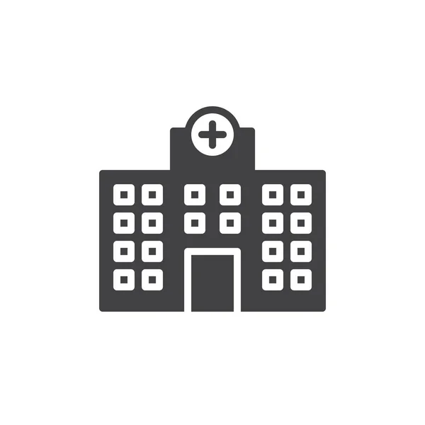 病院の建物アイコン ベクトルはいっぱいフラット記号 白で隔離固体のピクトグラムです シンボル ロゴの図 — ストックベクタ