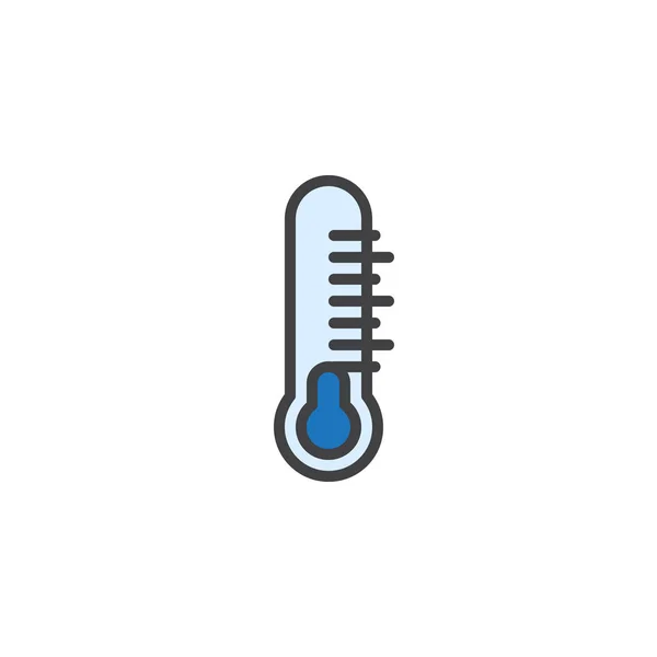 温度は アウトライン アイコン 行ベクトル記号 白で隔離線形のカラフルな絵文字に満ちています 温度計のシンボル ロゴの図 ピクセル完璧なベクトル グラフィック — ストックベクタ
