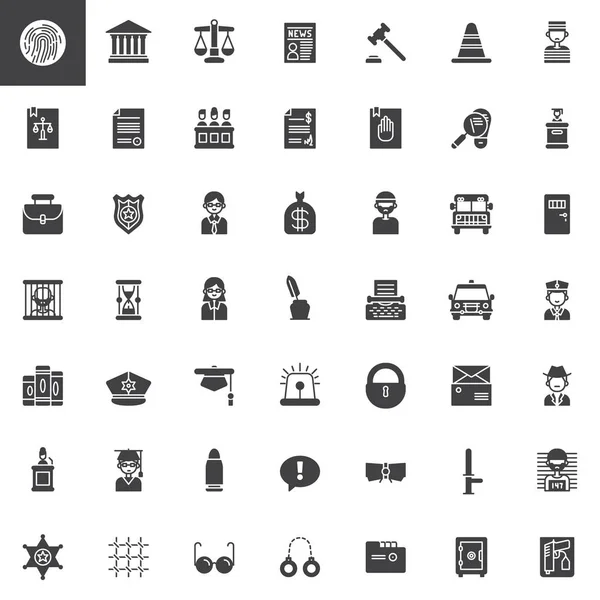 Gesetz Und Gerechtigkeit Vektor Icons Set Moderne Solide Symbolsammlung Gefüllte — Stockvektor