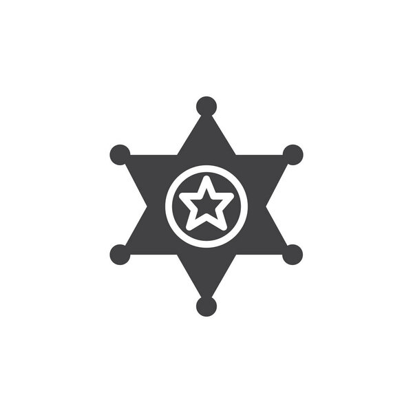 Sheriff's badge icon vector, filled flat sign, solid pictogram isolated on white. Symbol, logo illustration.