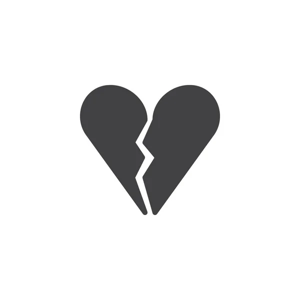 Вектор Разбитым Сердцем Плоский Знак Сплошная Пиктограмма Выделенная Белом Символ — стоковый вектор