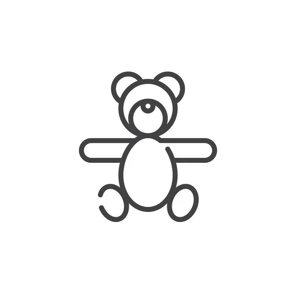 泰迪熊线图标 轮廓矢量符号 线性样式象形图隔离在白色 爱的符号 标志插图 可编辑笔画 — 图库矢量图片