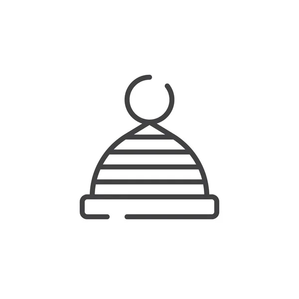 冬の帽子ライン アイコン ベクトル記号の概要線形スタイル ピクトグラム白で隔離 シンボル ロゴの図 編集可能なストローク — ストックベクタ