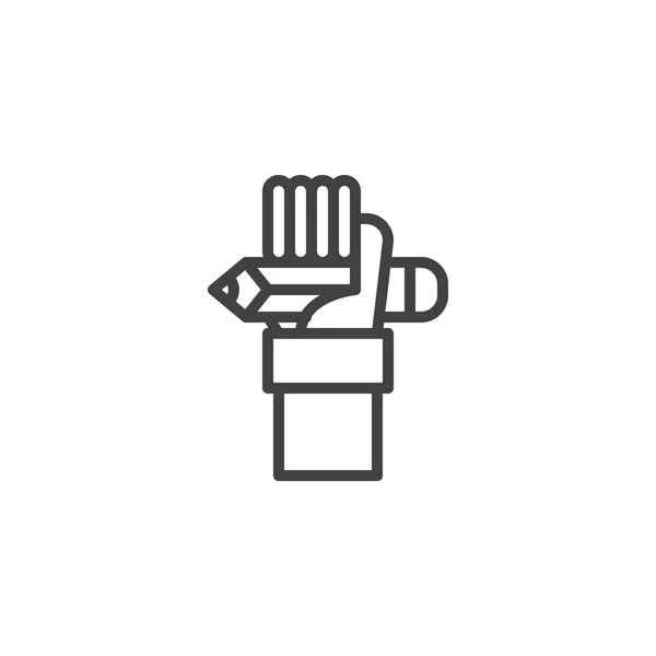 Hand Met Lijn Potloodpictogram Schetsen Van Vector Teken Lineaire Stijl — Stockvector