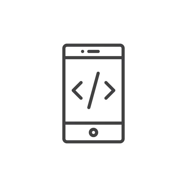 Smartphone Met Code Het Pictogram Van Regel Van Het Display — Stockvector