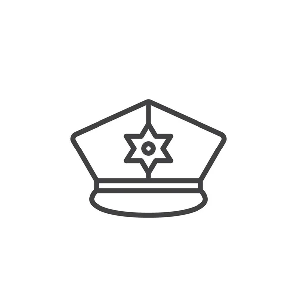 Піктограма Лінії Поліцейського Капелюха Векторний Знак Контуру Піктограма Лінійного Стилю — стоковий вектор