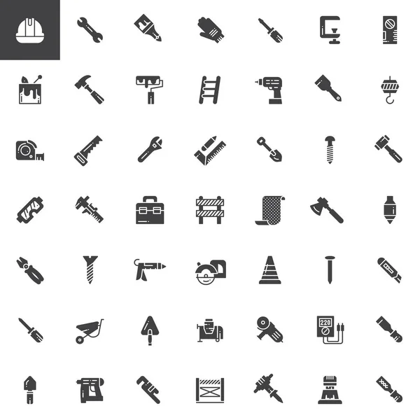Work Tools Vector Icons Set Modern Solid Symbol Collection Filled — Stock Vector