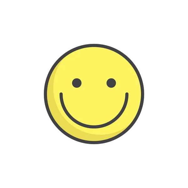 Smiling Face Emoticon Preenchido Ícone Esboço Sinal Vetor Linha Pictograma —  Vetores de Stock