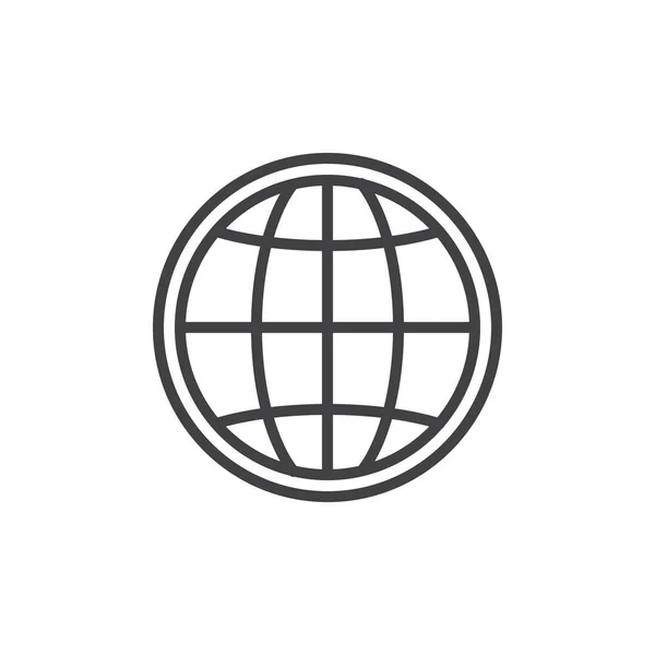 Nettleserglobuslinjeikon Omriss Vektortegn Lineært Piktogram Isolert Hvitt Symbol Logo Illustrasjon – stockvektor