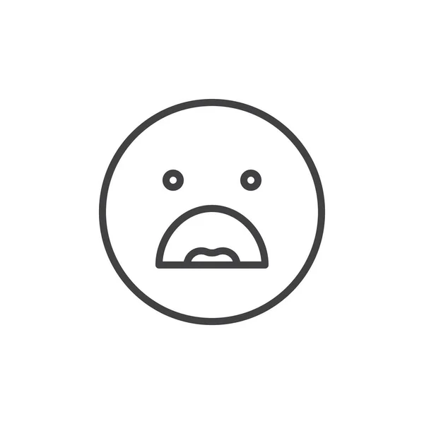 Συνοφρυωμένο Πρόσωπο Emoticon Ανοιχτό Στόμα Γραμμή Εικονίδιο Περίγραμμα Διάνυσμα Εισόδου — Διανυσματικό Αρχείο
