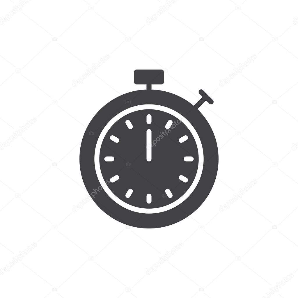 Timer icon vector, filled flat sign, solid pictogram isolated on white. Stopwatch symbol, logo illustration.