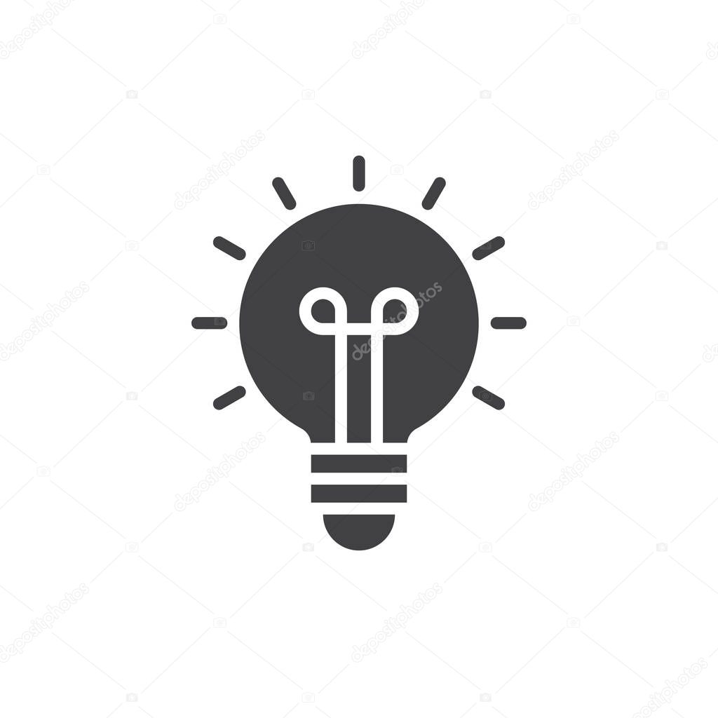 Light bulb icon vector, filled flat sign, solid pictogram isolated on white. Idea symbol, logo illustration.