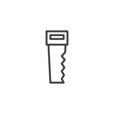 Eli gördü satır kutsal kişilerin resmi, vektör işareti, Anahat araç üzerinde beyaz izole doğrusal stil piktogram. Sembol, logo illüstrasyon. Düzenlenebilir kontur