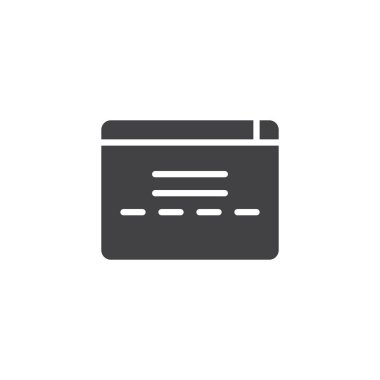 Web tarayıcı penceresi simge vektör, dolu düz işareti, üzerinde beyaz izole katı piktogram. Sembol, logo illüstrasyon.