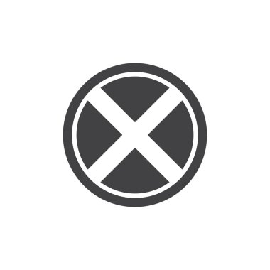 Yol işaretleri simge vektör, dolu düz işareti, üzerinde beyaz izole katı piktogram durmak yok. Sembol, logo illüstrasyon.