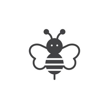 Arı hayvan simge vektör, düz işareti, üzerinde beyaz izole katı piktogram dolu. Bumblebee sembolü, logo illüstrasyon.