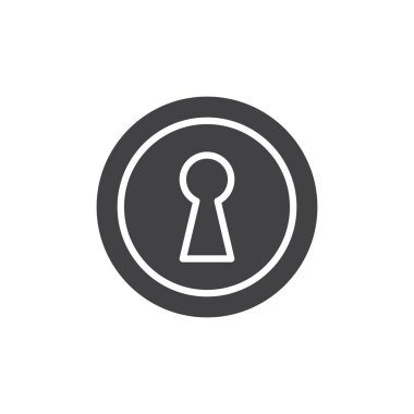 Anahtar deliği simge vektör, düz işareti, üzerinde beyaz izole katı piktogram dolu. Anahtar deliği sembolü, logo illüstrasyon.