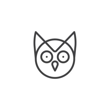 Baykuş zeka çizgisi simgesi, Anahat vektör işareti üzerinde beyaz izole doğrusal stil piktogram. bilgelik sembolü, logo illüstrasyon. Düzenlenebilir kontur