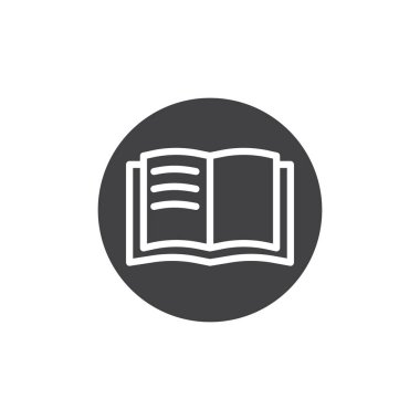 Açık kitap simge vektör, dolu düz işareti, üzerinde beyaz izole katı piktogram. Eğitim ders kitabı sembolü, logo illüstrasyon.