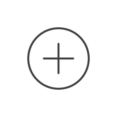 Satırı simgesi eklemek için vektör işareti, anahat üzerinde beyaz izole doğrusal stil piktogram. Artı simgesi, logo illüstrasyon. Düzenlenebilir kontur